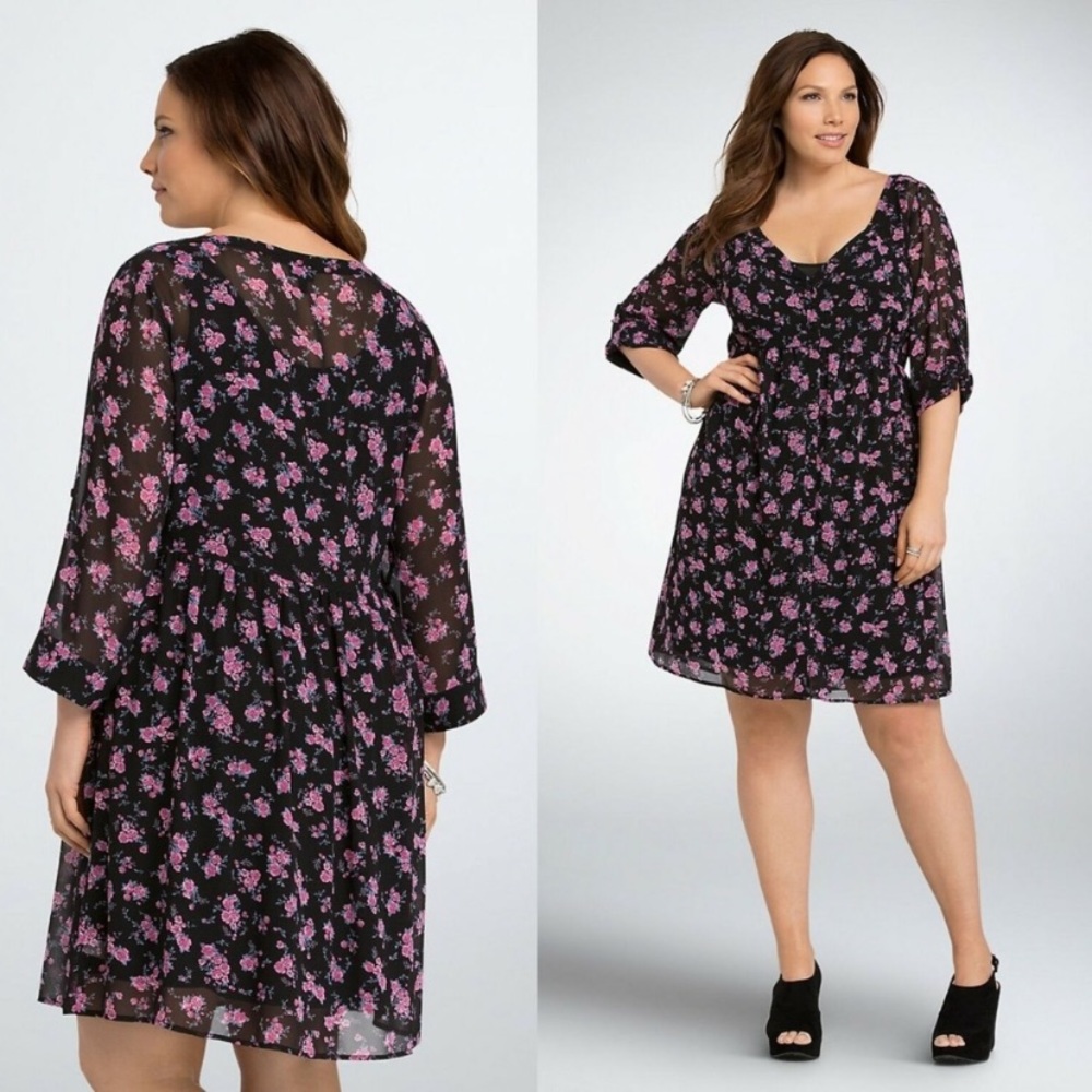Torrid Chiffon Floral Shirt Dress